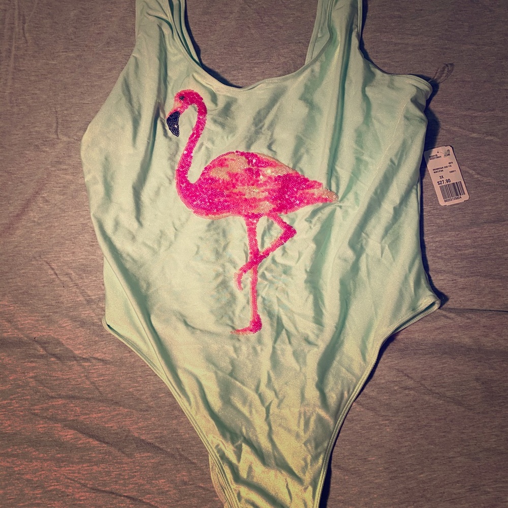 One piece flamingo plus size bathing suit